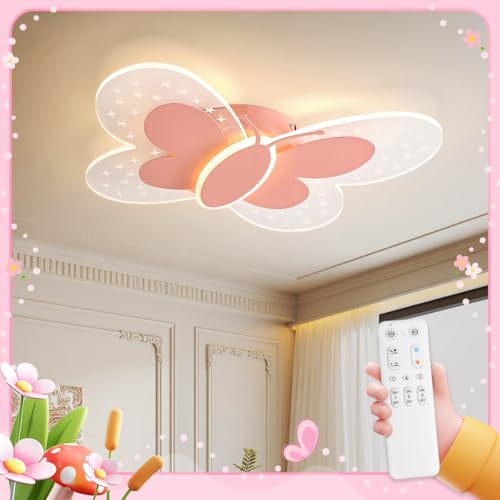 JubelTage LED Kinder Deckenleuchte,Rosa Schmetterling Kreative Deckenleuchte,Dimmbar mit Fernbedienung,Nachtlichtfunktion.Kinderzimmer Schlafzimmer Wohnzimmer Schlafzimmer Cartoon Deckenleuchte 35cm JubelTage LED Kinder Deckenleuchte,Rosa Schmetterling Kreative Deckenleuchte,Dimmbar mit Fernbedienung,Nachtlichtfunktion.Kinderzimmer Schlafzimmer Wohnzimmer Schlafzimmer Cartoon Deckenleuchte 35cm von JubelTage