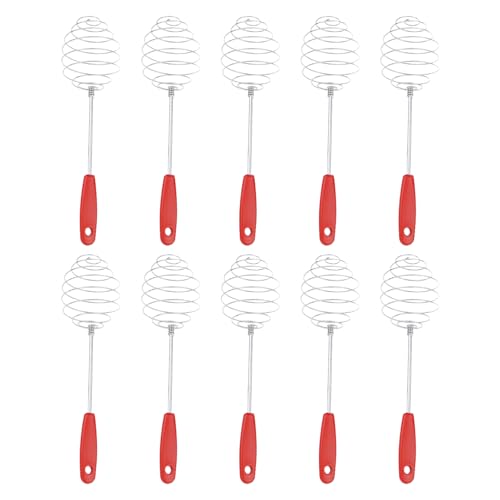 Egg Beater Whisk, Manual Frother Mixer, 10 Pieces Stainless Tool Set, Handheld Blender Gadget, Whisk with Handle for Sauce Matcha, Baking Pancake, Home Use, 2.17x9.84 Inches von Jubepk