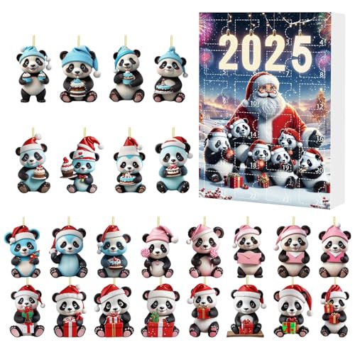 Jubepk 24 Tage Panda Adventskalender - 2D Acryl Weihnachtskalender Ornamente Panda Muster | Weihnachtsdeko Tier Deko Für Party Haustür Auto Rückspiegel Baum Balkon Fenster von Jubepk