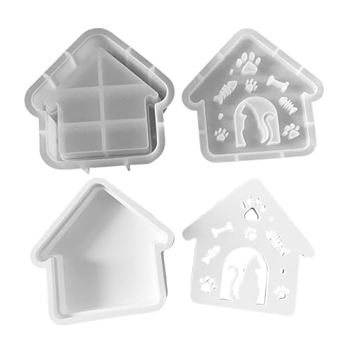 Jubepk Art House Silikonform | Katzen Zuhause Harzguss Form,Kreative Dekoration Niedliches Bastelwerkzeug für Schreibtisch Klassenzimmer Wohnzimmer Weihnachten Halloween Kinderzimmer Garten Schule von Jubepk