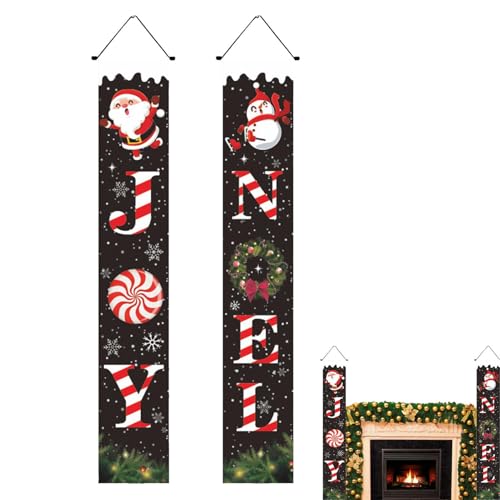 Jubepk Christmas Banner Vordere - Outdoor Dekoschild Für Vordereingang - Cartoon Buchstaben Design Deko Für Restaurant Café Eingang Gartenzaun Balkon von Jubepk