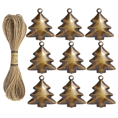 Jubepk Dekorative Glocken 9 Stück - Metall Glocken Deko Für Weihnachtsbaum Mit 2 Meter Band | Festliche Dekoration Für Tür Fenster Zuhause Familienfeier Indoor Party von Jubepk