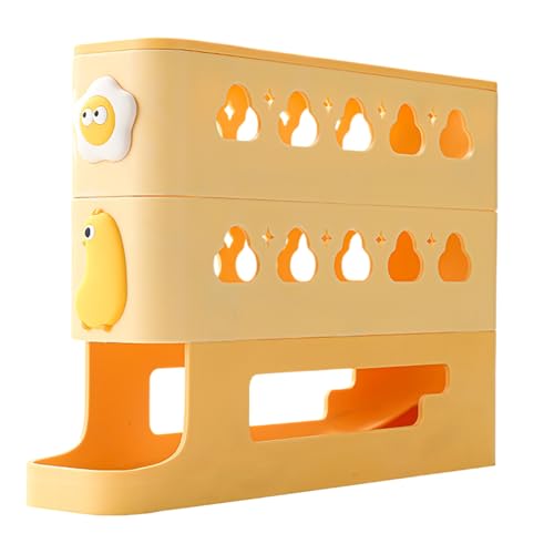 Jubepk Eierhalter für Kühlschrank, 3-lagig, automatisches Rollen, Eierspender, wiederverwendbarer Kühlschrank-Aufbewahrungstablett, 30,4 cm, für Küchenorganisation, Lebensmittelkonservierung von Jubepk