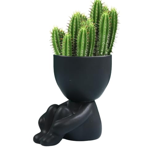 Jubepk Face Flower Pot Head Planter | Small Ceramic Pots for Indoor Plants with Drainage | Reusable Human Shape Indoor Flower Planter Pot for Air Plants, Succulents, Farne von Jubepk