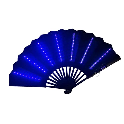 Jubepk Faltbarer Ventilator mit LED-Beleuchtung, faltbarer LED-Handventilator, Reise-Mehrzweck-Handventilator, Karnevals-Zubehör für Bauchtanz, Aufführungen von Jubepk