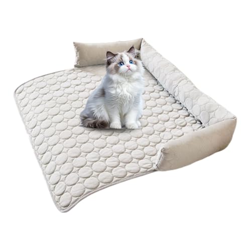 Jubepk Kühlmatte, atmungsaktive -Couch-Abdeckung, bequeme Kissendecke, rutschfestes Kühlkissen, weicher Sommerschlaf für Innen, Auto, Käfig, Höhle, Sofa, Boden, Kätzchen, Welpen, Katze von Jubepk