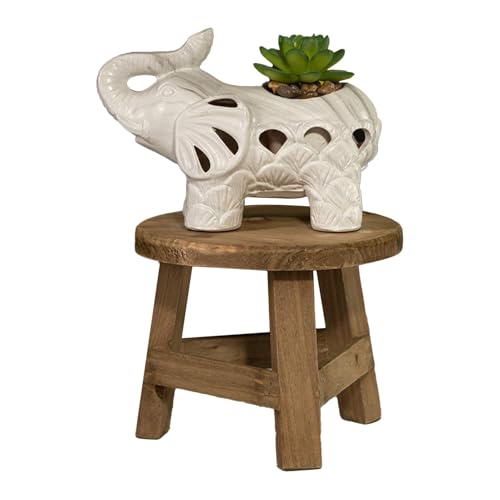 Jubepk Pflanzenhockerständer, Pflanzenständer, Holz-Zimmerpflanzen-Blumentopf-Hocker, Runder Tisch-Pflanzenständer für Arbeitszimmer, Küche, Wohnzimmer, Eingangsbereich von Jubepk