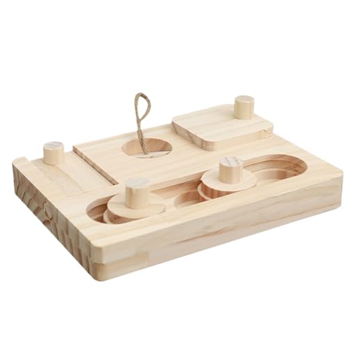 Jubepk Rabbit Foraging Toys, Wooden Treat Puzzle Feeder, Hamster Snuffle Game Board, Small Animal Enrichment Toy Dispenser for Mice, Chinchilla, Gerbils, 7.09x5.12x0.91 Inches von Jubepk