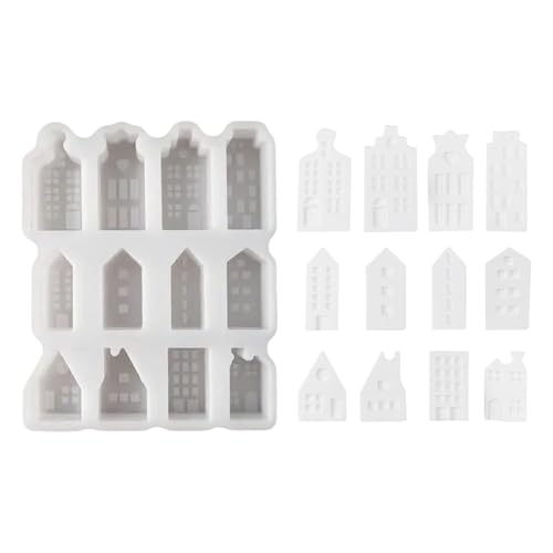 Jubepk Silikon Haus Form - Haus Gipsformen,12-fach Silikon Handwerk Form für Zuhause Dekoration Gips Ornament Kerzenherstellung Epoxidharz Guss Jubepk Silikon Haus Form - Haus Gipsformen,12-fach Silikon Handwerk Form für Zuhause Dekoration Gips Ornament Kerzenherstellung Epoxidharz Guss von Jubepk