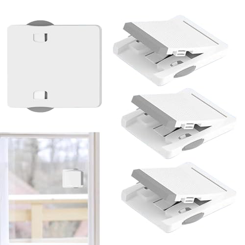 Jubepk Sliding Door Security Lock, 4 Piece Child Safe Stopper, Strong Adhesive Locking System with Easy Install Design, Safety Tool for Home, Pets, Kids Use, Apartment, Hotel von Jubepk