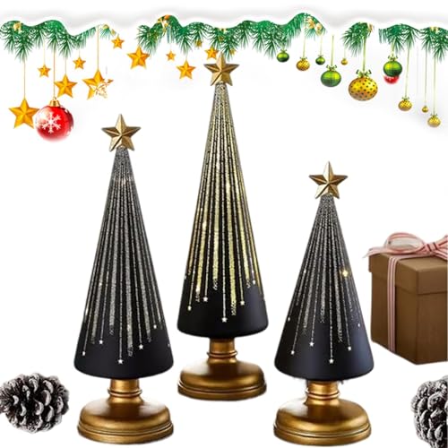 Jubepk Sternennacht Bäume | 3 Teile Weihnachtsbaum Kunstharz Dekoration,Wohndekoration Für Wohnzimmer Schlafzimmer Auto Schule Wohnheim Party Erntedankfest Klassenzimmer Zuhause von Jubepk