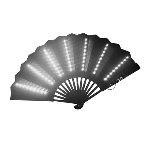 Jubepk Tragbarer Ventilator mit Licht, beleuchteter -Handventilator, tragbares -Zubehör, Mehrzweck-Faltventilator für Auftritte, Bauchtanz von Jubepk