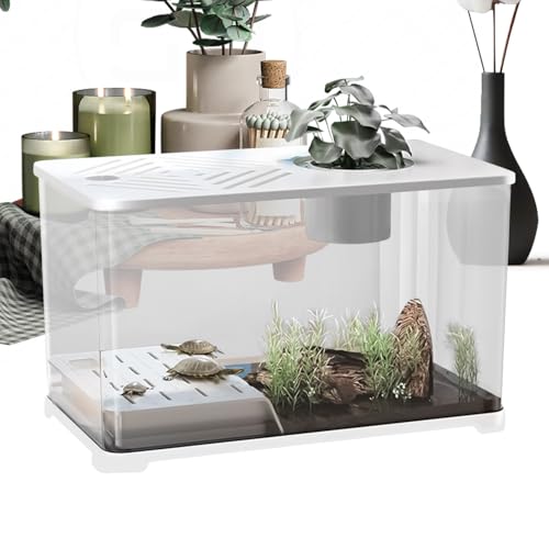 Large Fish Tank Kit, Modern Desktop Aquarium with Turtle Resting, Clear Container with Aquatic Planting Space for Betta, Shrimp, Turtle, Home Decorations, Accessories, Display von Jubepk