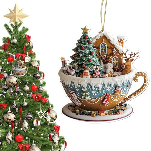 Weihnachtsbaum -Ornamente - 2D Weihnachtsdekorationen für saisonale Festliche Display, hängende Ornaments -Set für Autotürfenster oder Bücherregal, leichtes Material, Home Decor Geschenkgebrauch von Jubepk