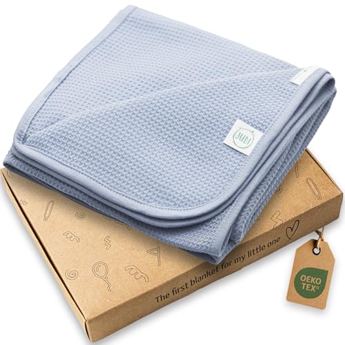 Jubi® Babydecke 100% Baumwolle 70 * 100 cm – weiche Decke für Neugeborene – Kuschelige Babydecke für Kinderwagen & Bett – Oeko-Tex Zertifiziert –Schönes Geschenk zur Geburt (Violet Grey) von Jubi
