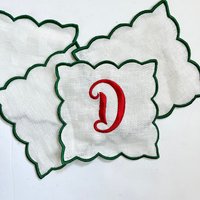 Set Mit 4 Ausgebogten Servietten Cocktail-Servietten Hostess Geschenke Personalisiertes Anfangsmonogramm von JubiGiftsbyJulia