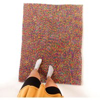 Handgetufteter Teppich Aus Baumwolle 3x4, Handgemachter Abstrakter Upcycled von JubiRugsAndDecor
