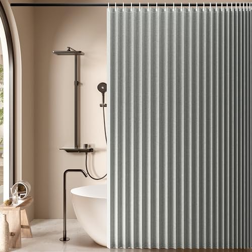 Jubilantex Faltbarer Leinen-Duschvorhang für Badezimmer, wasserdicht, 1 Paneel mit 14 Metallösen und 1 Raffhalter für Hotel, 178 x 178 cm, Grau Jubilantex Faltbarer Leinen-Duschvorhang für Badezimmer, wasserdicht, 1 Paneel mit 14 Metallösen und 1 Raffhalter für Hotel, 178 x 178 cm, Grau von Jubilantex