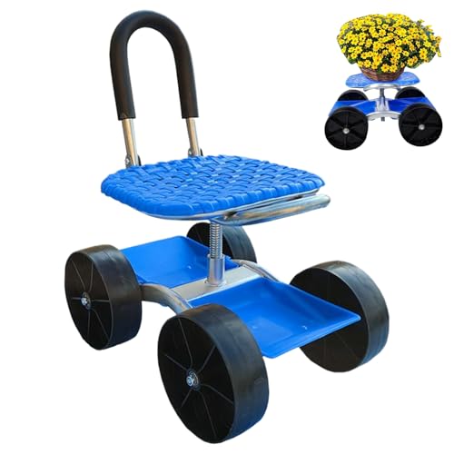 Gartensitz Mit Rädern - Rollender Gartenhocker Mit Verstellbarem Drehsitz - 360 Grad Schwenkfabrik Werkzeugschale Für Das Pflanzen Im Freien Unkraut Mühelose Mobilitätslösung: Dieser Gartenhocker Biet von Jubilofex