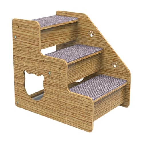 Hundeschrittleiter - Haustierrampe, Holzplattform | Nicht-Schlupf-Klapptreppe, erhöhter Haustier-Stepper Plus tragbarer Leiter Kletterer für Hochcouch-Möbelsofa für kleine Rassen Senior Cats Cats von Jubilofex