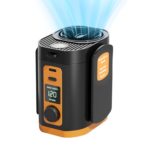 Jubilofex Hüftclip Ventilator | Tragbarer Halslüfter - Coole Gadgets Mit 120 Geschwindigkeiten LED Taschenlampe Für Wandern Sport Outdoor Reise Picknick Camping Innenbereich von Jubilofex