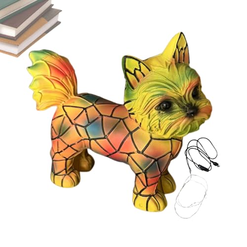 Jubilofex Hundelampe, Harz -LED -Schreibtisch Licht - Home Desktop Ornament, handbemalt, Gedenkdekor für Kinder, Haustierliebhaber von Jubilofex