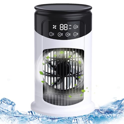 Jubilofex Klimagerät Ventilator - Tragbares Klimagerät Mit Kühlfunktion - Tragbares Tischgerät Mit Ventilator Für Innen- Und Außenbereich Zuhause Büro Garage Camping Schreibtisch Turmdesign von Jubilofex