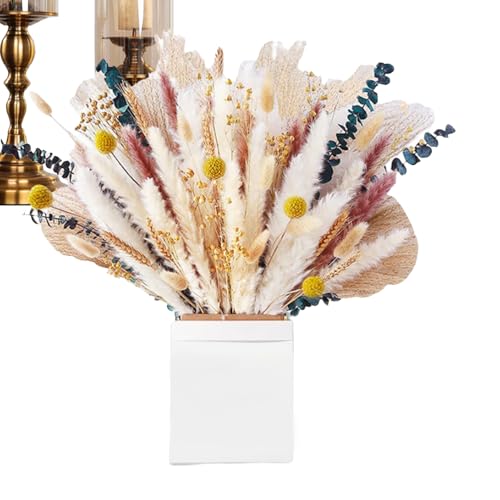 Jubilofex Natürliche Getrocknete Blumen,Handgefertigter Trockenblumenschmuck | Rustikales Tischdeko Zentrum Handmade Deko Für Wohnzimmer Schlafzimmer Blumendekoration von Jubilofex