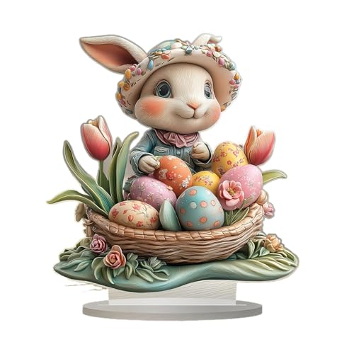 Jubilofex Rabbit 2D Acryl Interior Tisch – Dekoration für Tisch mit | Bunny Ornaments Desktop Ostern Hasenschild für Wohnzimmer Schlafzimmer Büro von Jubilofex
