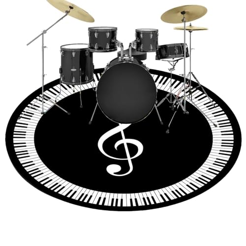 Jubilofex Runder Teppich Für Schlagzeug Jazz Schlagzeugteppich | Runde Bedruckte Bassdrum-Matte - Rutschfeste Schallschutzmatte, Bassdrum-Musikinstrumentmatte von Jubilofex