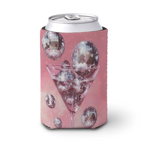 Bierdosen-Kühlhülle, Glas voller Discokugeln, Retro-Dosenabdeckung, Bierkühler, weich, isoliert, Getränkehalter für Party, Strand, Event, Zuhause von Jubonexis