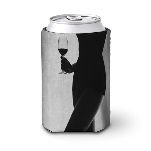 Bierdosen-Kühlhülle, minimalistische Silhouette einer Frau, die Weinglas hält, Bierkühler, weich, isoliert, Getränkehalter für Party, Strand, Veranstaltung, Zuhause von Jubonexis