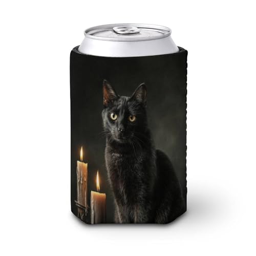 Bierdosen-Kühlhülle, schwarze Katze und zwei Kerzen, Fantasie-Kunst, Dosenabdeckung, Bierkühler, weich, isoliert, Getränkehalter für Party, Strand, Event, Zuhause Bierdosen-Kühlhülle, schwarze Katze und zwei Kerzen, Fantasie-Kunst, Dosenabdeckung, Bierkühler, weich, isoliert, Getränkehalter für Party, Strand, Event, Zuhause von Jubonexis