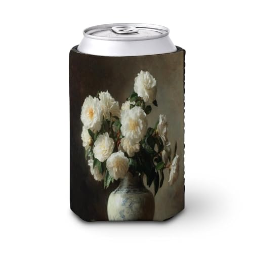 Bierdosen-Kühlhülle, weiße Kamelien in antiker Vase, Bierkühler, weich, isoliert, Getränkehalter für Party, Strand, Veranstaltung, Zuhause Bierdosen-Kühlhülle, weiße Kamelien in antiker Vase, Bierkühler, weich, isoliert, Getränkehalter für Party, Strand, Veranstaltung, Zuhause von Jubonexis