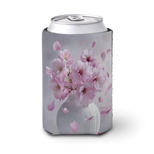 Bierdosen-Kühlhülle, weiße Vase mit rosa Kirschdosenabdeckung, Bierkühler, weich, isoliert, Getränkehalter für Party, Strand, Event, Zuhause von Jubonexis