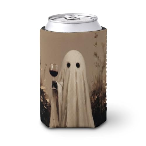 Bierdosen-Kühlhülle, weißes Blatt Geist mit Glas Rotweindosenabdeckung, Bierkühler, weich, isoliert, Getränkehalter für Party, Strand, Event, Zuhause von Jubonexis