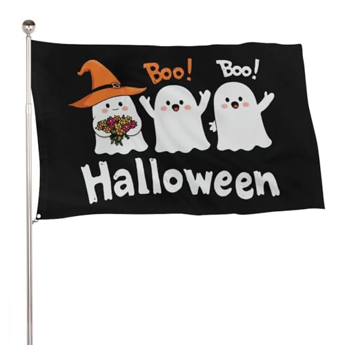 Drei niedliche Cartoon-Geister, Halloween-Flagge, 90 x 152 cm, Outdoor-Gartenflaggen, Banner, Dekoration für Hof, Veranda, Rasen, Bauernhaus Drei niedliche Cartoon-Geister, Halloween-Flagge, 90 x 152 cm, Outdoor-Gartenflaggen, Banner, Dekoration für Hof, Veranda, Rasen, Bauernhaus von Jubonexis