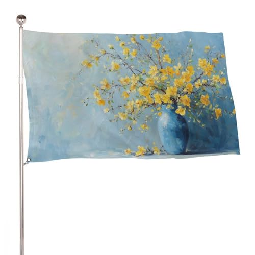 Flagge mit gelben Blumen in Vase, 90 x 150 cm, für den Außenbereich, Dekoration für Hof, Veranda, Rasen, Bauernhaus Flagge mit gelben Blumen in Vase, 90 x 150 cm, für den Außenbereich, Dekoration für Hof, Veranda, Rasen, Bauernhaus von Jubonexis