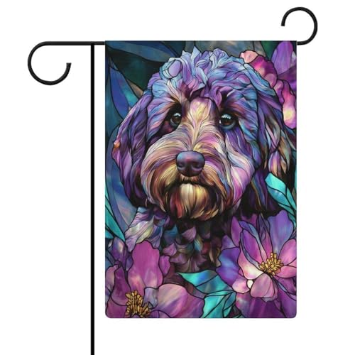 Gartenflagge mit buntem Glas, violett, für saisonale Feiertage, Jute, doppelseitig, 30,5 x 45,7 cm Gartenflagge mit buntem Glas, violett, für saisonale Feiertage, Jute, doppelseitig, 30,5 x 45,7 cm von Jubonexis