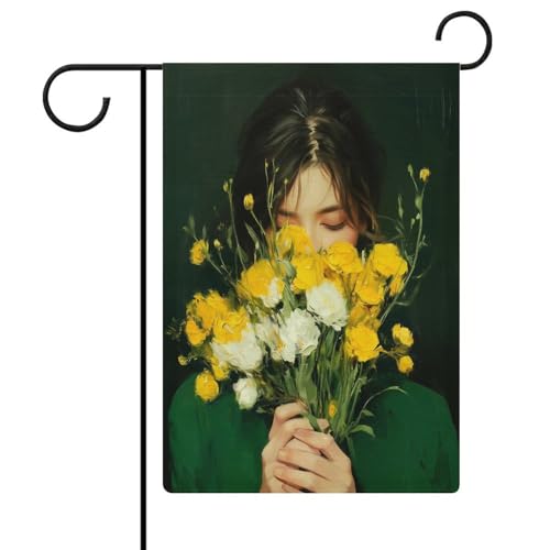 Gartenflagge mit gelben weißen Blumen, saisonale Feiertage, Jute, doppelseitig, 30,5 x 45,7 cm von Jubonexis