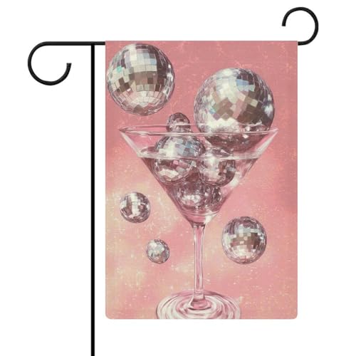 Glas voller Discokugeln, Retro-Gartenflagge, saisonale Feiertage, Jute, doppelseitig, Haus, Hof, Außenflaggen, 30,5 x 45,7 cm Glas voller Discokugeln, Retro-Gartenflagge, saisonale Feiertage, Jute, doppelseitig, Haus, Hof, Außenflaggen, 30,5 x 45,7 cm von Jubonexis