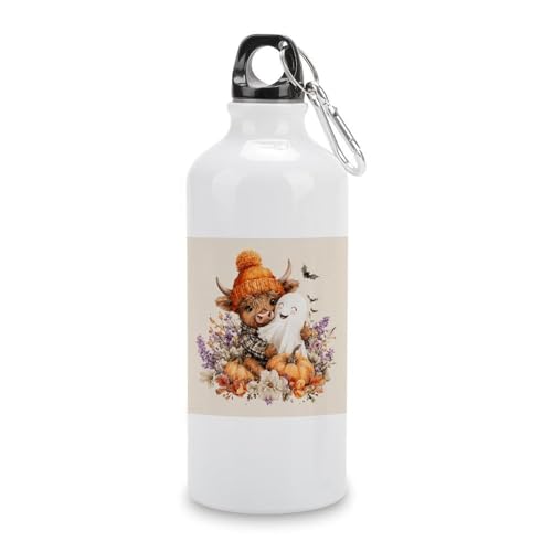 Highland Cow Hugging Halloween Ghost Travel Aluminum Water Bottle, Sport Bottle with Twist Cap Buckle for Men Women Camping Hiking 600ml Highland Cow Hugging Halloween Ghost Travel Aluminum Water Bottle, Sport Bottle with Twist Cap Buckle for Men Women Camping Hiking 600ml von Jubonexis