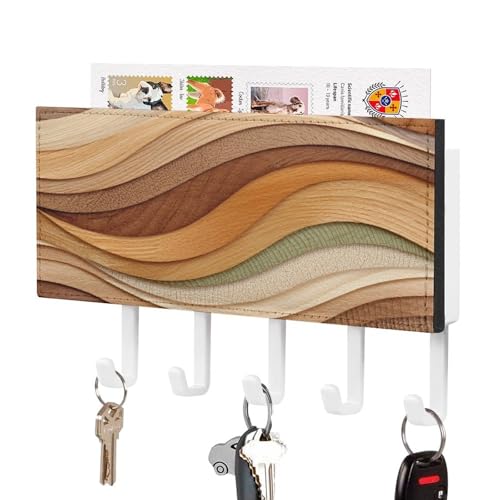 Jubonexis Abstrakte Holzkunst-Textur, Schlüsselhalter für die Wand, Post-Organizer, Wandhalterung mit 5 Haken, Acryl-Schlüsselbrett für Zuhause, Büro, Eingangsbereich Jubonexis Abstrakte Holzkunst-Textur, Schlüsselhalter für die Wand, Post-Organizer, Wandhalterung mit 5 Haken, Acryl-Schlüsselbrett für Zuhause, Büro, Eingangsbereich von Jubonexis