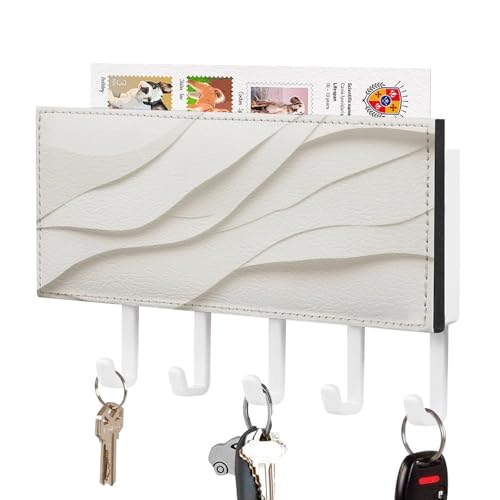 Jubonexis Abstrakter Luxus-Schlüsselhalter im Vintage-Stil, weiße Papierstruktur, für die Wand, Post-Organizer, Wandhalterung mit 5 Haken, Acryl-Schlüsselbrett für Zuhause, Büro, Eingangsbereich Jubonexis Abstrakter Luxus-Schlüsselhalter im Vintage-Stil, weiße Papierstruktur, für die Wand, Post-Organizer, Wandhalterung mit 5 Haken, Acryl-Schlüsselbrett für Zuhause, Büro, Eingangsbereich von Jubonexis