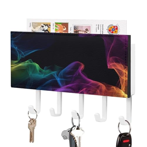 Jubonexis Abstrakter bunter Rauch-Schlüsselhalter für die Wand, Post-Organizer, Wandhalterung mit 5 Haken, Acryl-Schlüsselbrett für Zuhause, Büro, Eingangsbereich Jubonexis Abstrakter bunter Rauch-Schlüsselhalter für die Wand, Post-Organizer, Wandhalterung mit 5 Haken, Acryl-Schlüsselbrett für Zuhause, Büro, Eingangsbereich von Jubonexis