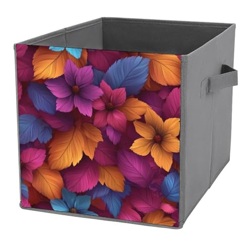 Jubonexis Aufbewahrungskörbe mit Blättern und Blumen, dunkelrot, würfelförmig, faltbar, dekorative Stoff-Aufbewahrungskörbe, Heim-Organizer mit Griffen für Regale, Schrank, 27 x 27 cm Jubonexis Aufbewahrungskörbe mit Blättern und Blumen, dunkelrot, würfelförmig, faltbar, dekorative Stoff-Aufbewahrungskörbe, Heim-Organizer mit Griffen für Regale, Schrank, 27 x 27 cm von Jubonexis