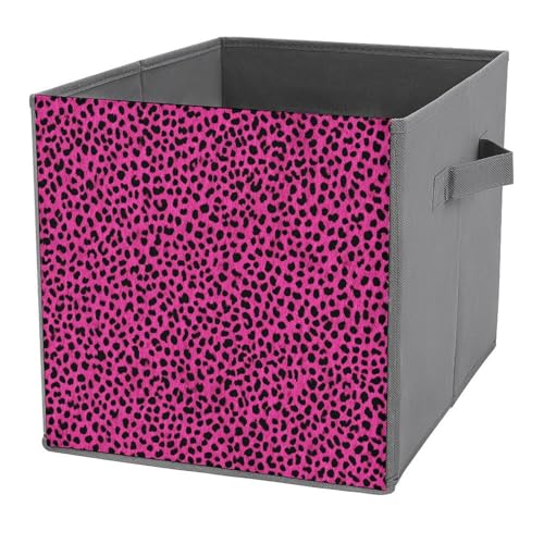 Jubonexis Aufbewahrungskörbe mit Leopardenmuster, faltbar, dekorative Stoff-Aufbewahrungskörbe, Heim-Organizer mit Griffen für Regale, Schrank, 27 x 27 cm, Schwarz / Rosa Jubonexis Aufbewahrungskörbe mit Leopardenmuster, faltbar, dekorative Stoff-Aufbewahrungskörbe, Heim-Organizer mit Griffen für Regale, Schrank, 27 x 27 cm, Schwarz / Rosa von Jubonexis