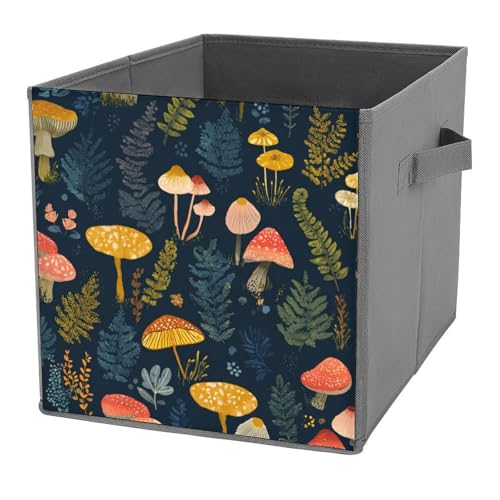 Jubonexis Aufbewahrungskörbe mit Pilzen und Farnen, faltbar, dekorative Stoff-Aufbewahrungskörbe, Heim-Organizer mit Griffen für Regale, Schrank, 27 x 27 cm Jubonexis Aufbewahrungskörbe mit Pilzen und Farnen, faltbar, dekorative Stoff-Aufbewahrungskörbe, Heim-Organizer mit Griffen für Regale, Schrank, 27 x 27 cm von Jubonexis