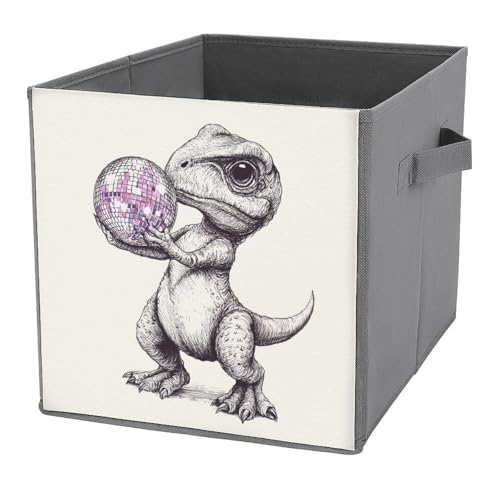 Jubonexis Aufbewahrungskörbe mit niedlichem Dinosaurier-Motiv, faltbar, dekorative Stoff-Aufbewahrungskörbe, Heim-Organizer mit Griffen für Regale, Schrank, 27 x 27 cm Jubonexis Aufbewahrungskörbe mit niedlichem Dinosaurier-Motiv, faltbar, dekorative Stoff-Aufbewahrungskörbe, Heim-Organizer mit Griffen für Regale, Schrank, 27 x 27 cm von Jubonexis