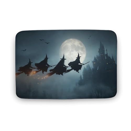 Jubonexis Badezimmer-Fußmatte, Gruppe von Hexen, die auf Besen fliegen, extra weich, Korallensamt, schnelle Wasseraufnahme, rutschfest, bequem, Badteppich, 50 x 80 cm Jubonexis Badezimmer-Fußmatte, Gruppe von Hexen, die auf Besen fliegen, extra weich, Korallensamt, schnelle Wasseraufnahme, rutschfest, bequem, Badteppich, 50 x 80 cm von Jubonexis